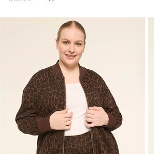 Lane Bryant Brown Leopard Print Bomber Jacket